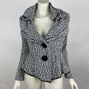 Joseph Ribkoff Ruffle Button-Up Blazer Women Long Sleeve Jacket Cardigan